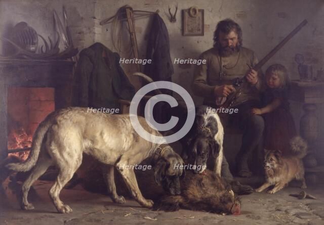After the Boar Hunt, 1876. Creator: Otto Bache.