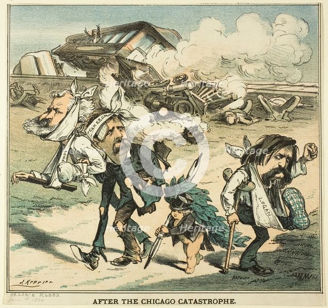 After the Chicago Catastrophe, from Puck, 1880. Creator: Joseph Keppler.
