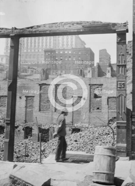 After the fire, 1906 (the Fairmount Hotel in the distance), Chinatown, San Francisco, 1906 Apr. Creator: Arnold Genthe.