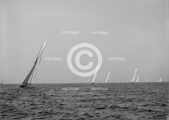 After the start, 70 footers, Aug. 11, 1900, N.Y.Y.C. (i.e. New York Yacht Club) cruise, 1900 Aug 11. Creator: Unknown.