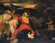 After Titian's "Madonna of the Rabbit", 1878-1882. Creator: Kenyon Cox