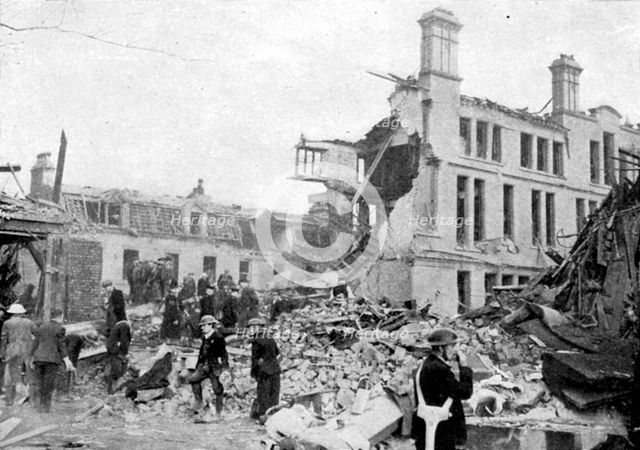 Aftermath of a German bombing raid, Merseyside, World War II, March 1941. Artist: Unknown