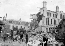 Aftermath of a German bombing raid, Merseyside, World War II, March 1941