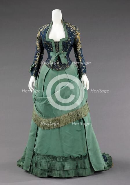 Afternoon dress, French, ca. 1875. Creators: Charles Frederick Worth, House of Worth.