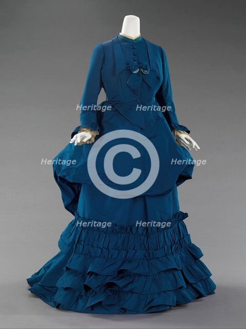 Afternoon dress, French, ca. 1872. Creators: Charles Frederick Worth, House of Worth.