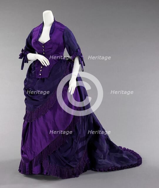 Afternoon dress, French, ca. 1872. Creators: Charles Frederick Worth, House of Worth.