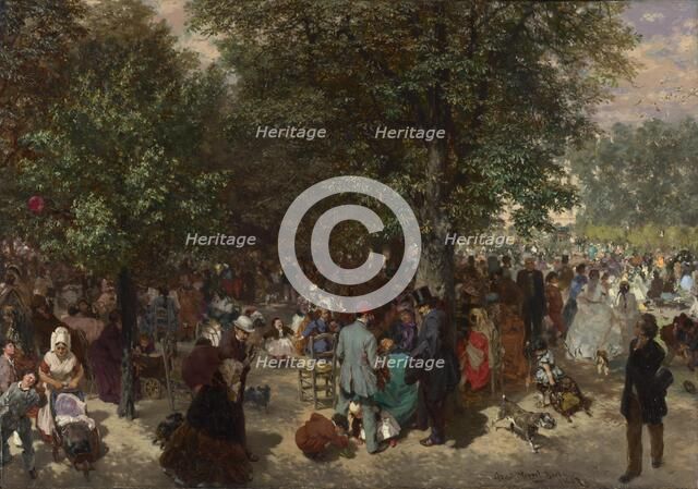 Afternoon in the Tuileries Gardens, 1867. Artist: Menzel, Adolph Friedrich, von (1815-1905)