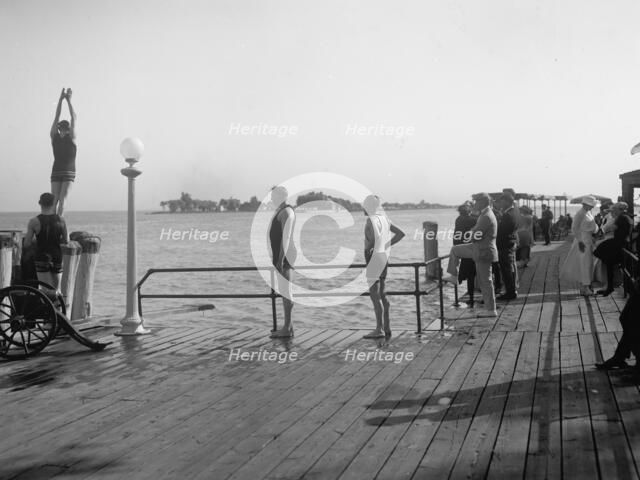 Afternoon plunge, Ste. Claire (i.e. Saint Clair) Flats, Mich., between 1900 and 1920. Creator: Unknown.