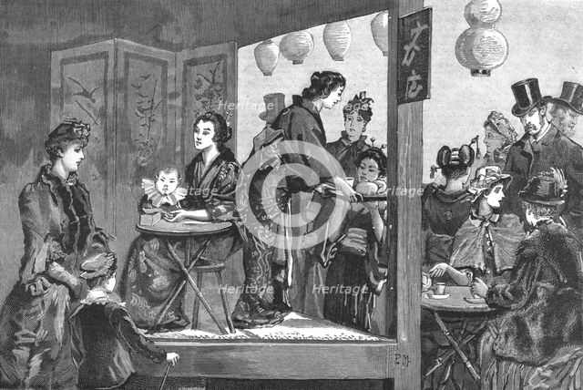 'Afternoon Tea at the Japanese Village, Knightsbridge', 1886.  Creator: Unknown.