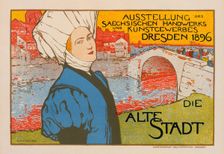 Affiche allemande pour l'Exposition saxonne commerciale et artistique de Dresde en 1896. Creator: Anton Otto Fischer