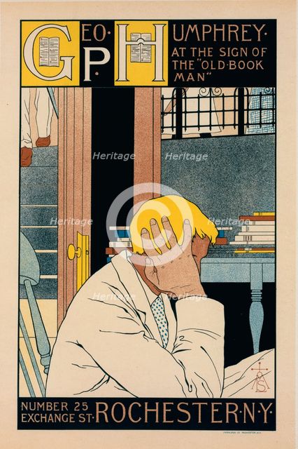 Affiche américaine pour la librairie "The Old Book Man", c1897. Creator: M Louise Stowell.