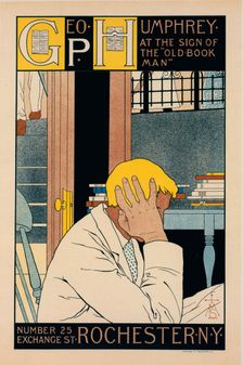 Affiche américaine pour la librairie "The Old Book Man", c1897. Creator: M Louise Stowell