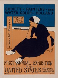 Affiche américaine pour une Exposition de la "Société des Peintres Aquarellistes de Hollande", c1898 Creator: Charles Herbert Woodbury