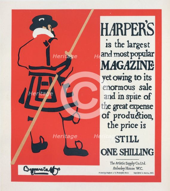 Affiche anglaise pour la revue "Harper's Magazine", c1896. Creator: William Nicholson.
