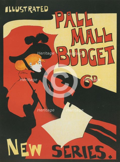 Affiche anglaise pour la revue hebdomadaire "Illustrated Pall Mall Budget"., c1896. Creator: Maurice Greiffenhagen.