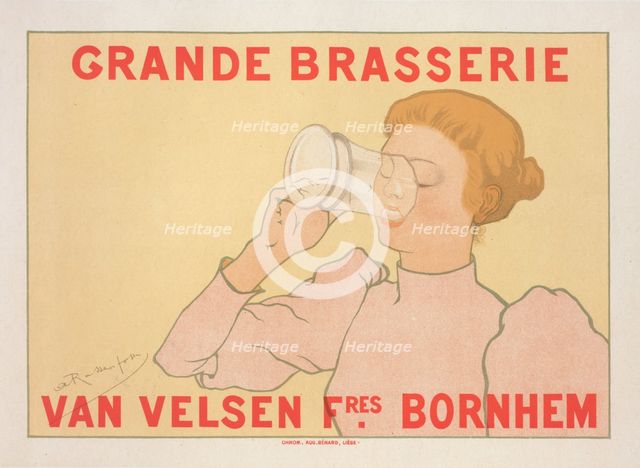Affiche belge. "Grande Brasserie Van Velsen frères. Bornhem"., c1896. Creator: Armand Rassenfosse.