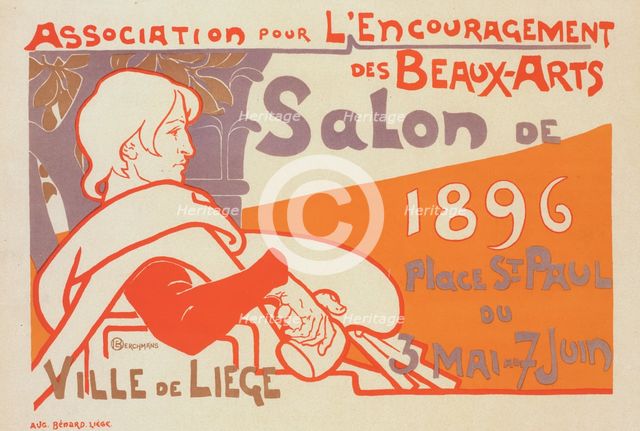 Affiche belge pour l'Association pour l'Encouragement des Beaux-Arts de la Ville de Liège..., c1898. Creator: Emile Berchmans.