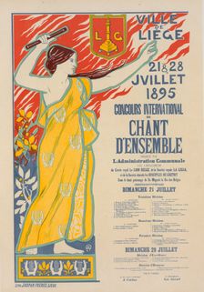 Affiche belge pour le "Concours international de Chant d'ensemble", organisé par la ville..., c1897. Creator: Auguste Donnay