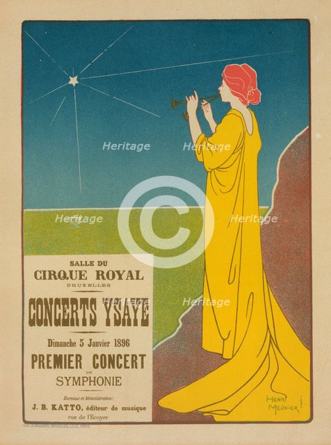 Affiche belge pour les "Concerts Ysaye" donnés à Bruxelles, c1896. Creator: Henri Meunier.