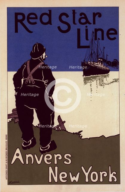 Affiche belge "Red Star Line"., c1900. Creator: Hendrick Cassiers.