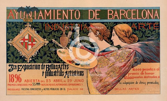 Affiche espagnole pour la "Troisième Exposition de Barcelone", c1897. Creator: Alexandre de Riquer.