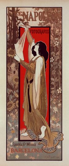 Affiche espagnole pour la "Maison A. et E. Napoléon", photographes, à Barcelone, c1900. Creator: Alexandre de Riquer