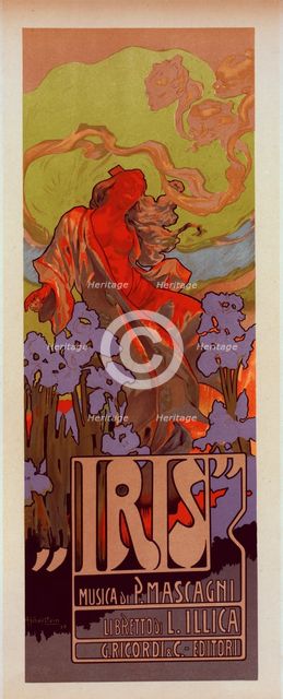 Affiche italienne pour l'opéra-comique "Iris", c1899. Creator: Adolf Hohenstein.
