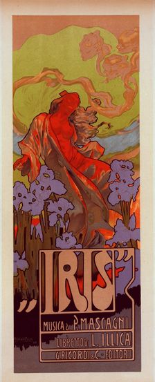 Affiche italienne pour l'opéra-comique "Iris", c1899. Creator: Adolf Hohenstein