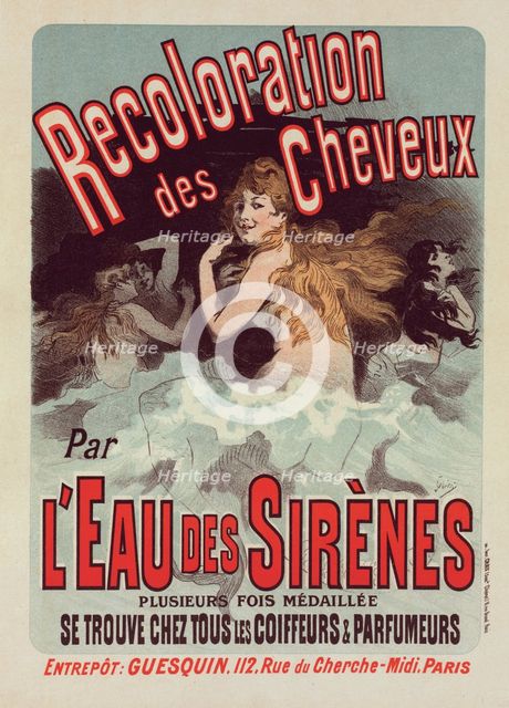 Affiche pour l' "Eau de Sirènes", c1899. Creator: Jules Cheret.