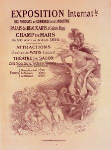 Affiche pour l "Exposition internationale des Produits du Commerce et de l'Industrie"..., c1898. Creator: Adolphe Willette