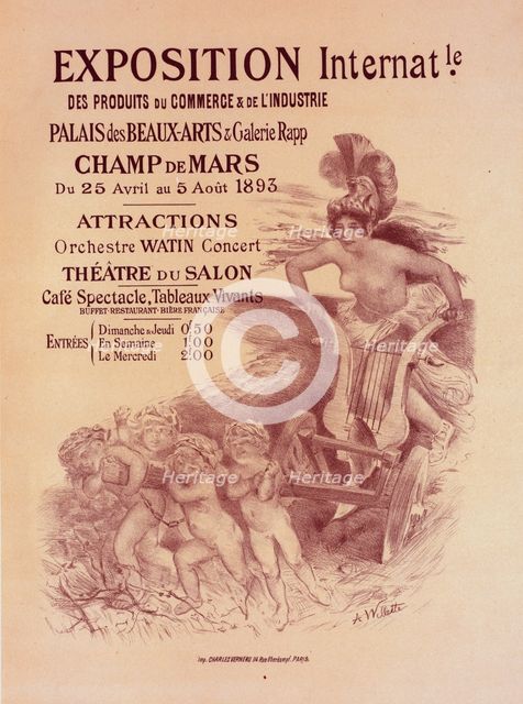 Affiche pour l' "Exposition internationale des Produits du Commerce et de l'Industrie"..., c1898. Creator: Adolphe Willette.