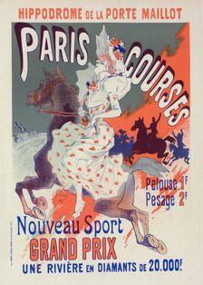 Affiche pour l'Hippodrome de la Porte-Maillot, "Paris-Courses"., c1897. Creator: Jules Cheret