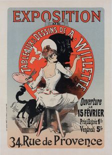 Affiche pour l "l'Exposition de Tableaux et Dessins de A. Willette"., c1898. Creator: Jules Cheret