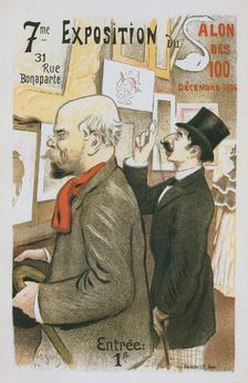 Affiche pour la "7e Exposition du Salon des Cent". Au premier plan, Paul Verlaine..., c1896. Creator: Frederic Auguste Cazals