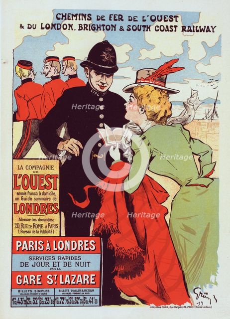 Affiche pour la Cie de l'Ouest : "Paris-Londres"., c1900. Creator: Jules Alexandre Grun.