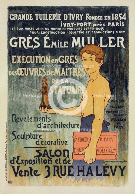 Affiche pour la "Grande Tuilerie d'Ivry" (Usine Émile Muller)., c1898. Creator: Alexandre Louis Marie Charpentier.