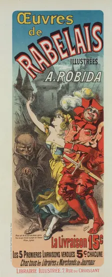 Affiche pour la publication des oeuvres de Rabelais , c1898. Creator: Jules Cheret