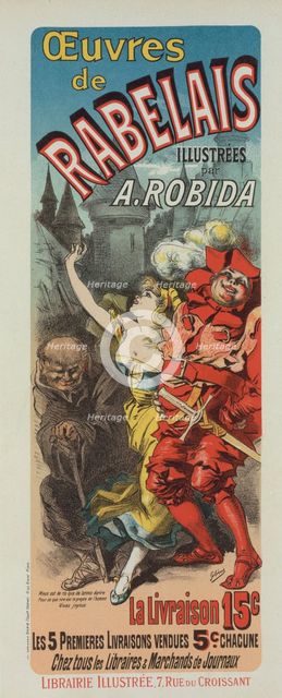 Affiche pour la publication des 'oeuvres de Rabelais'., c1898. Creator: Jules Cheret.
