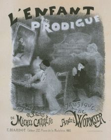 Affiche pour la pantomime "l'Enfant prodigue". Le Retour de l'Enfant Prodigue, c1896. Creator: Adolphe Willette