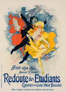 Affiche pour la "Redoute des Étudiants". Closerie des lilas (Salle Bullier)., c1897. Creator: Jules Cheret