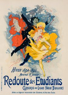 Affiche pour la "Redoute des Étudiants". Closerie des lilas (Salle Bullier)., c1897. Creator: Jules Cheret