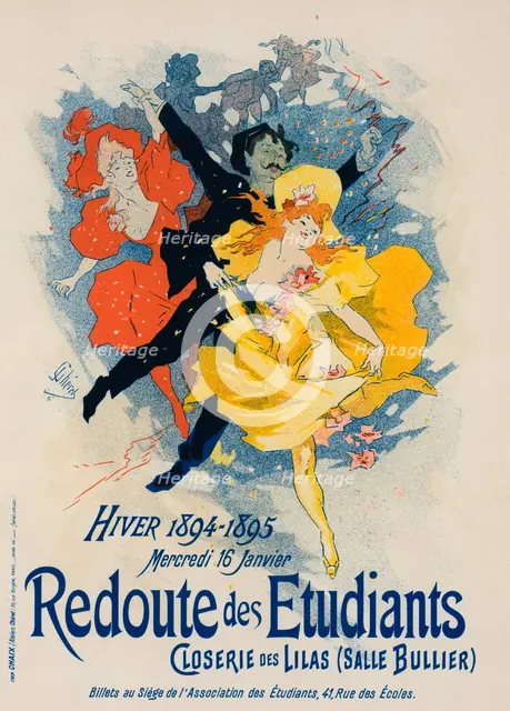 Affiche pour la "Redoute des Étudiants". Closerie des lilas (Salle Bullier)., c1897. Creator: Jules Cheret.