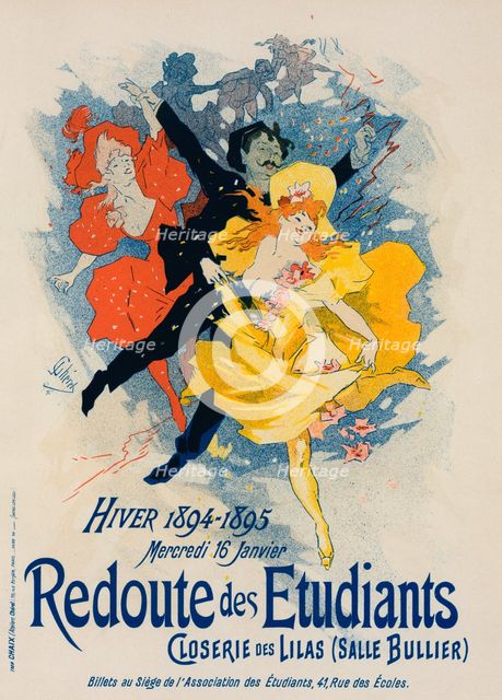 Affiche pour la "Redoute des Étudiants". Closerie des lilas (Salle Bullier)., c1897. Creator: Jules Cheret.
