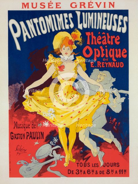 Affiche pour le Musée Grévin, "Pantomimes lumineuses"., c1896. Creator: Jules Cheret.