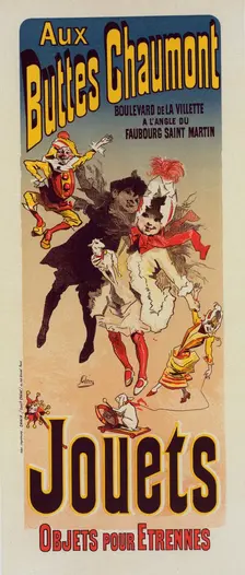 Affiche pour le Magasin "Aux Buttes Chaumont"., c1898. Creator: Jules Cheret