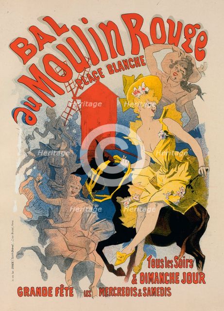 Affiche pour le "Bal du Moulin Rouge"., c1897. Creator: Jules Cheret.