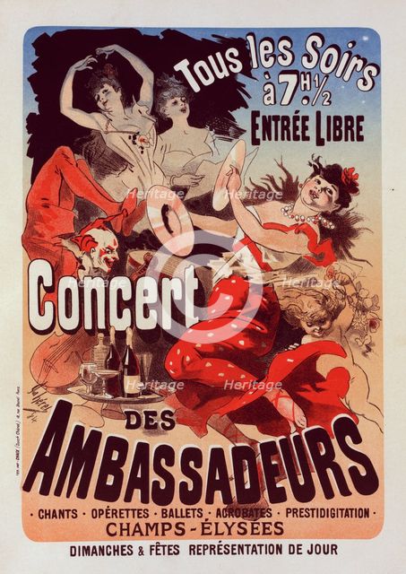 Affiche pour le "Concert des Ambassadeurs", c1899. Creator: Jules Cheret.