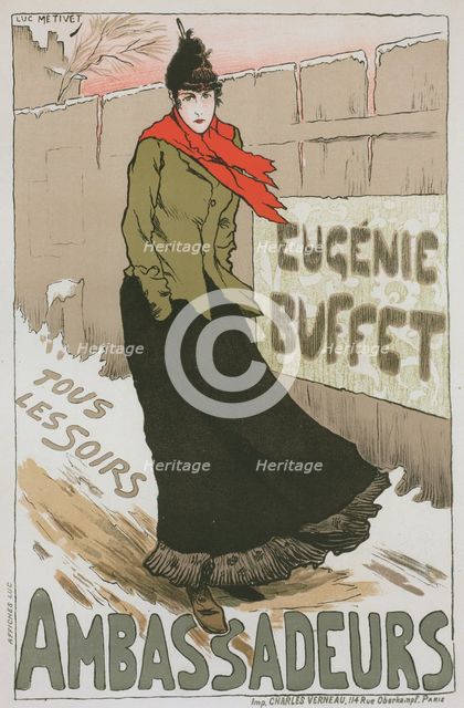 Affiche pour le Concert des Ambassadeurs, "Eugénie Buffet"., c1896. Creator: Lucien Metivet.