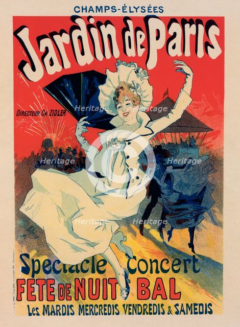 Affiche pour le "Jardin de Paris"., c1897. Creator: Jules Cheret.