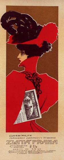 Affiche pour le journal illustré "Zlata Praha", c1899. Creator: Unknown